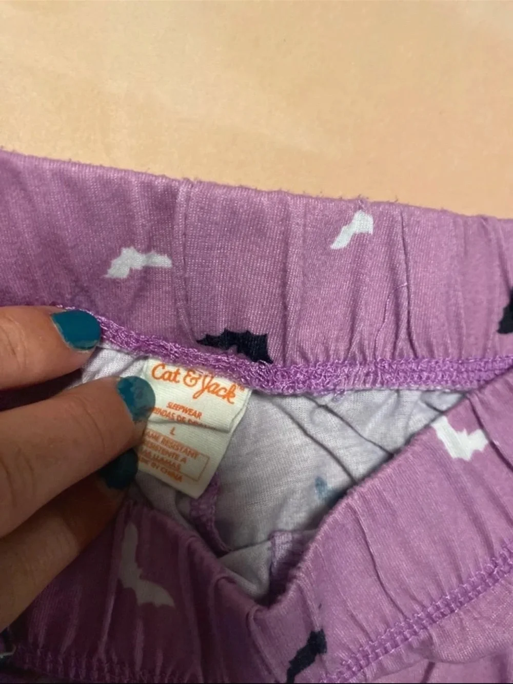 Cat & Jack Gray Top with Purple Bat-Print Pajama Set